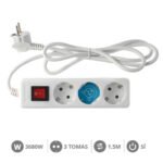 BASE MÚLTIPLE SERIE ESTÁNDAR 3T CON INTERRUPTOR (3X1.0MM) 1,5M BLANCO